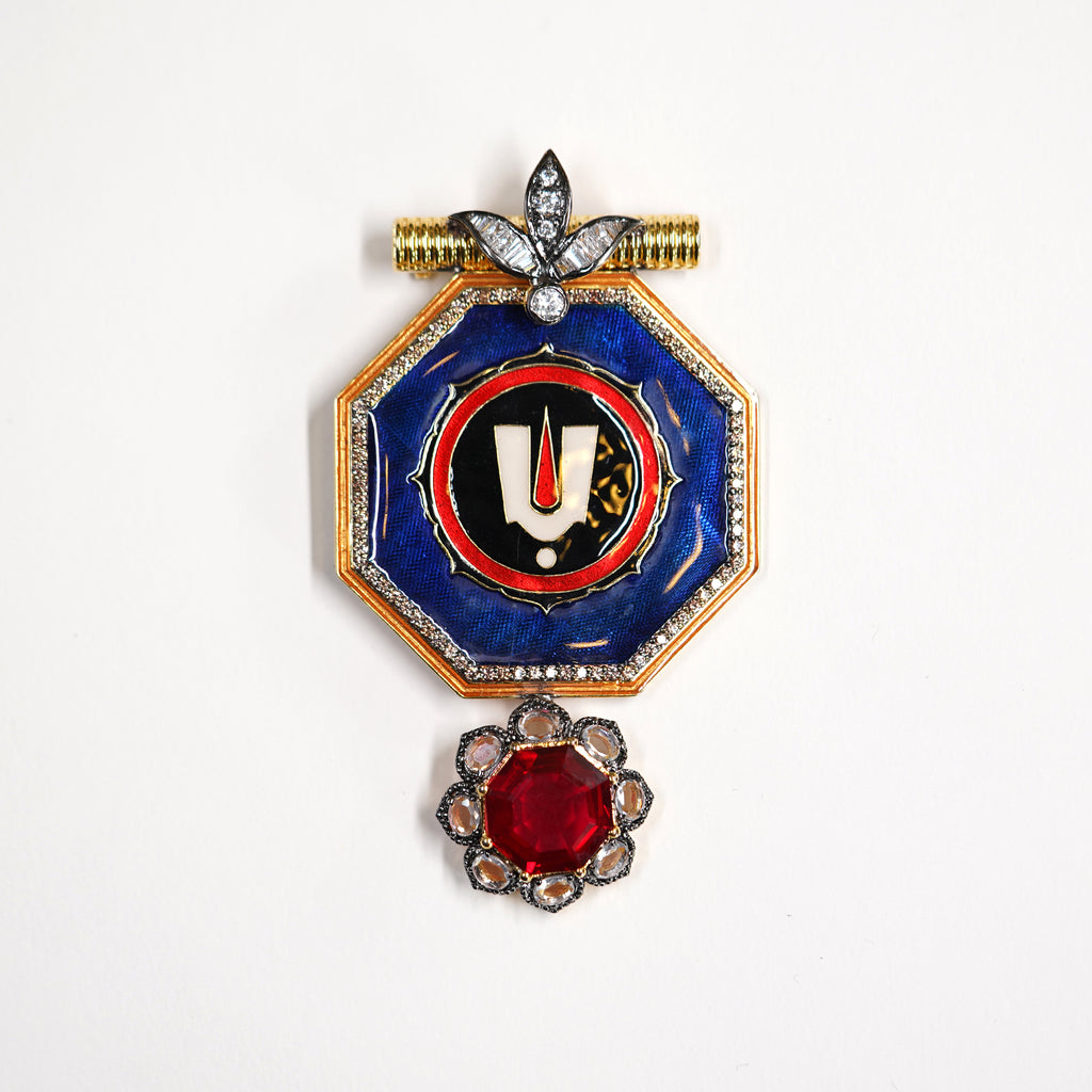 Enamel Tilak with Stone Flower Brooch