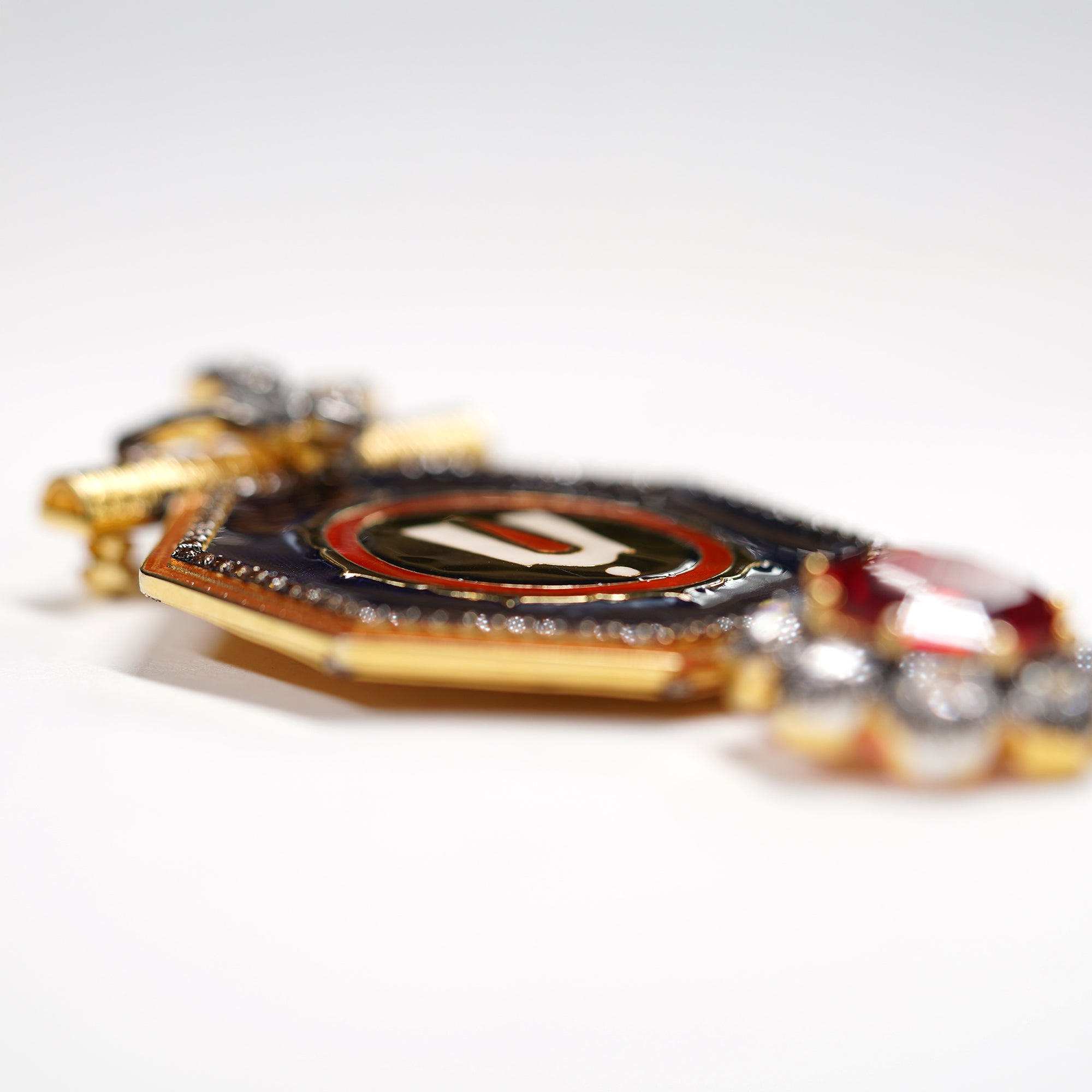 Enamel Tilak with Stone Flower Brooch