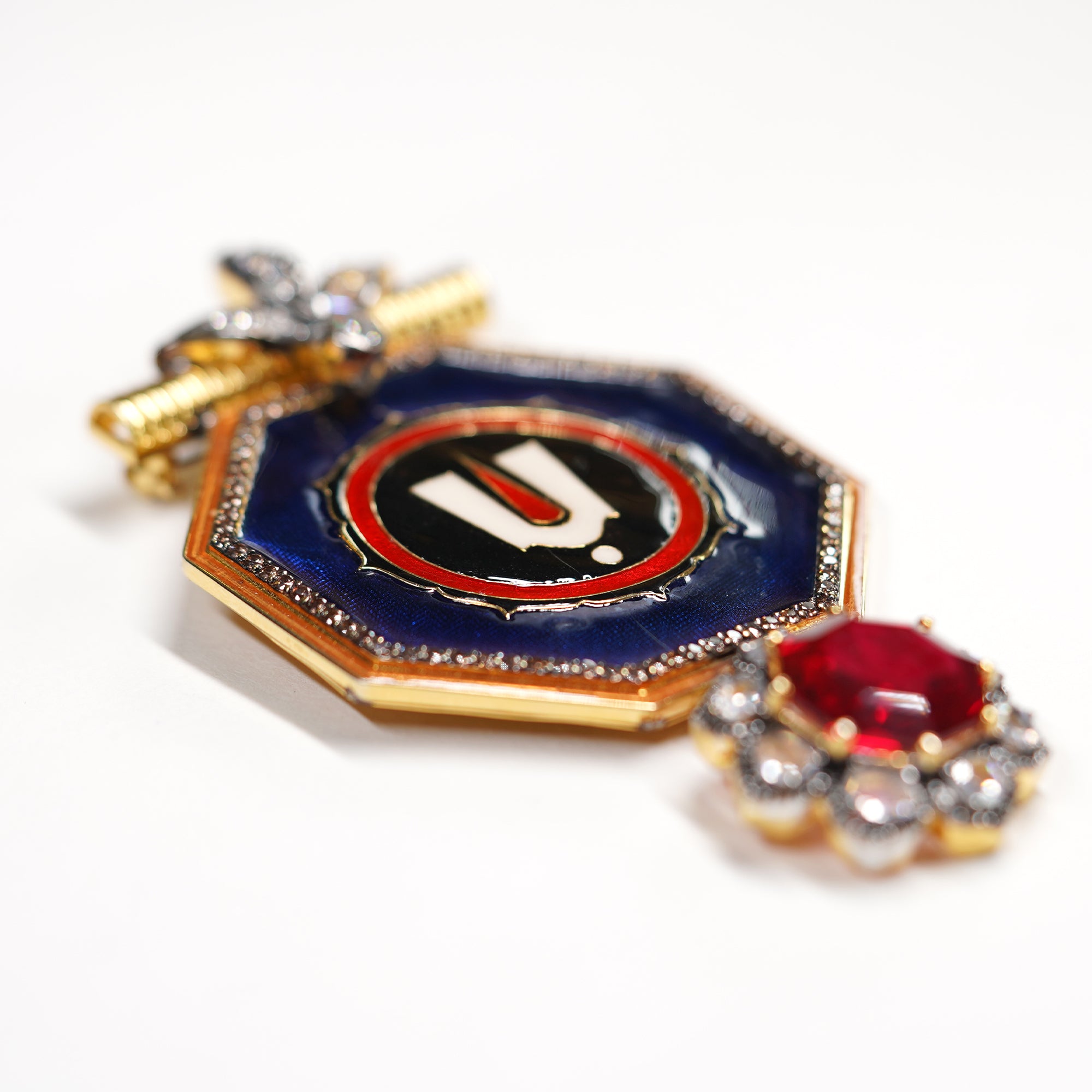 Enamel Tilak with Stone Flower Brooch