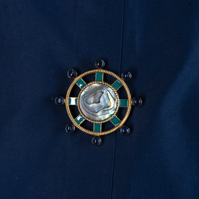 Abalone & Tanzanite Bead Shirt Button