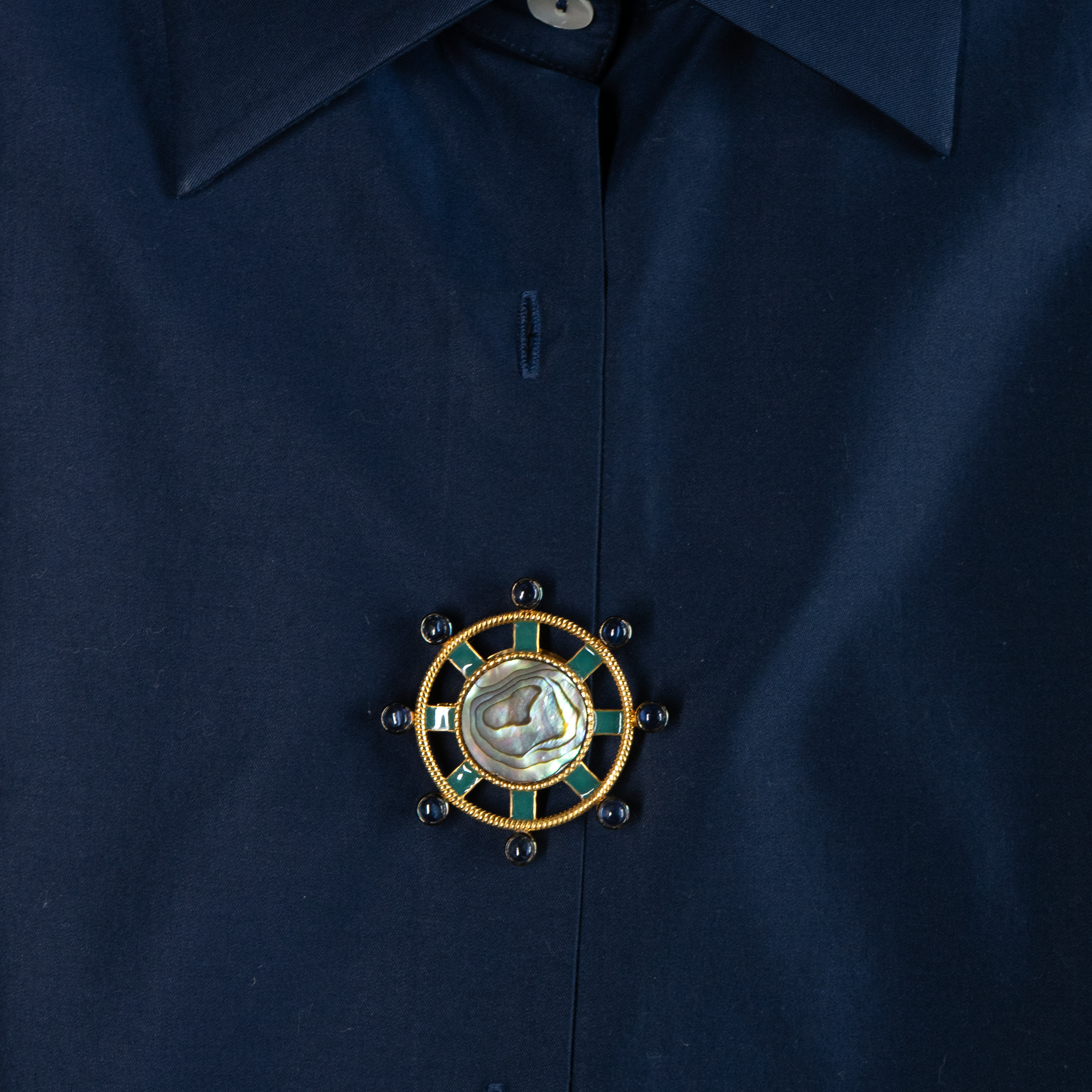Abalone & Tanzanite Bead Shirt Button