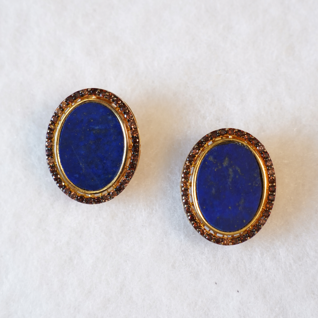 Lapis Ellipse Stud Earrings
