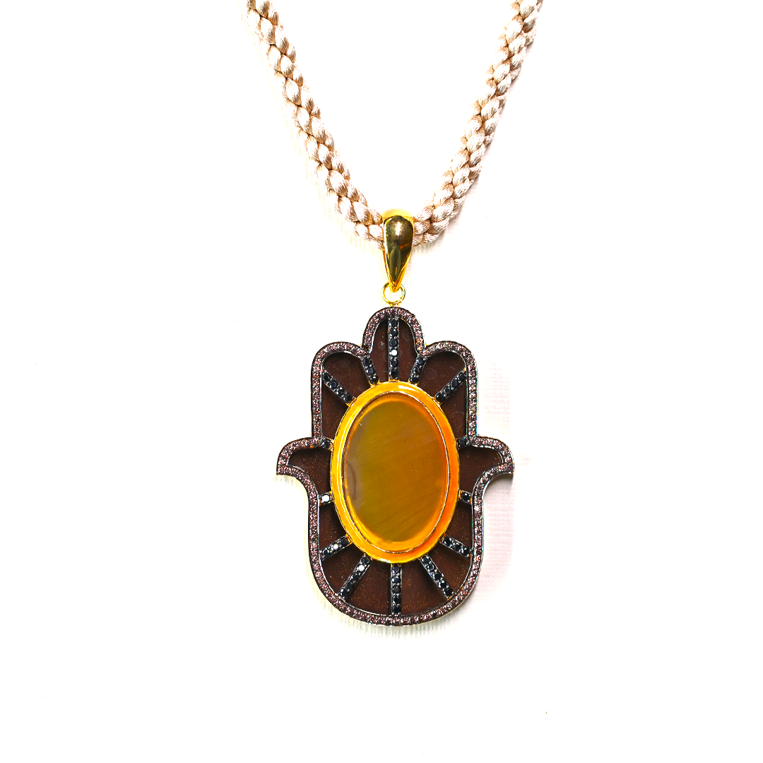 Citrine Plate Tanzanite Medium Hamsa Pendant