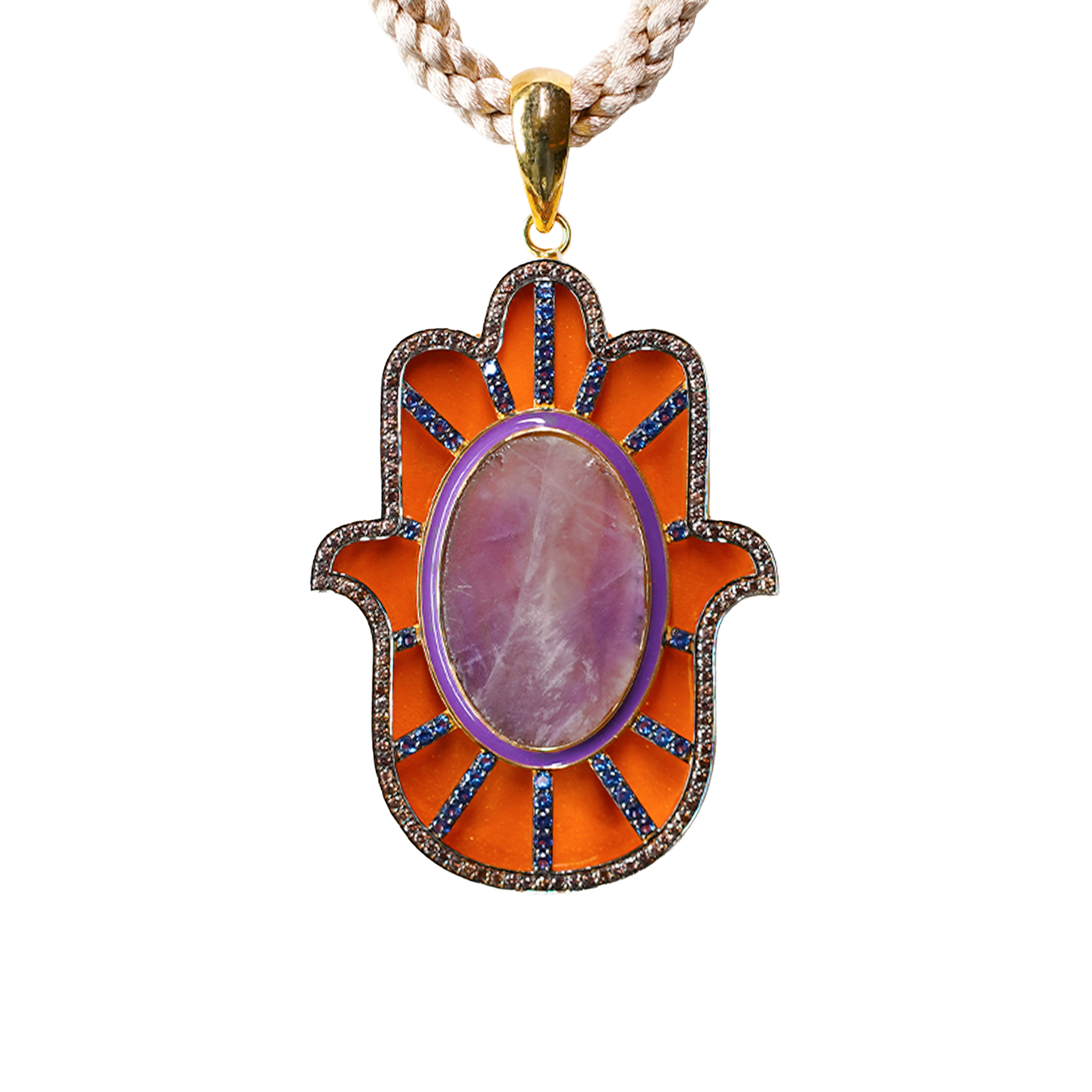 Amethyst Plate Medium Hamsa Pendant