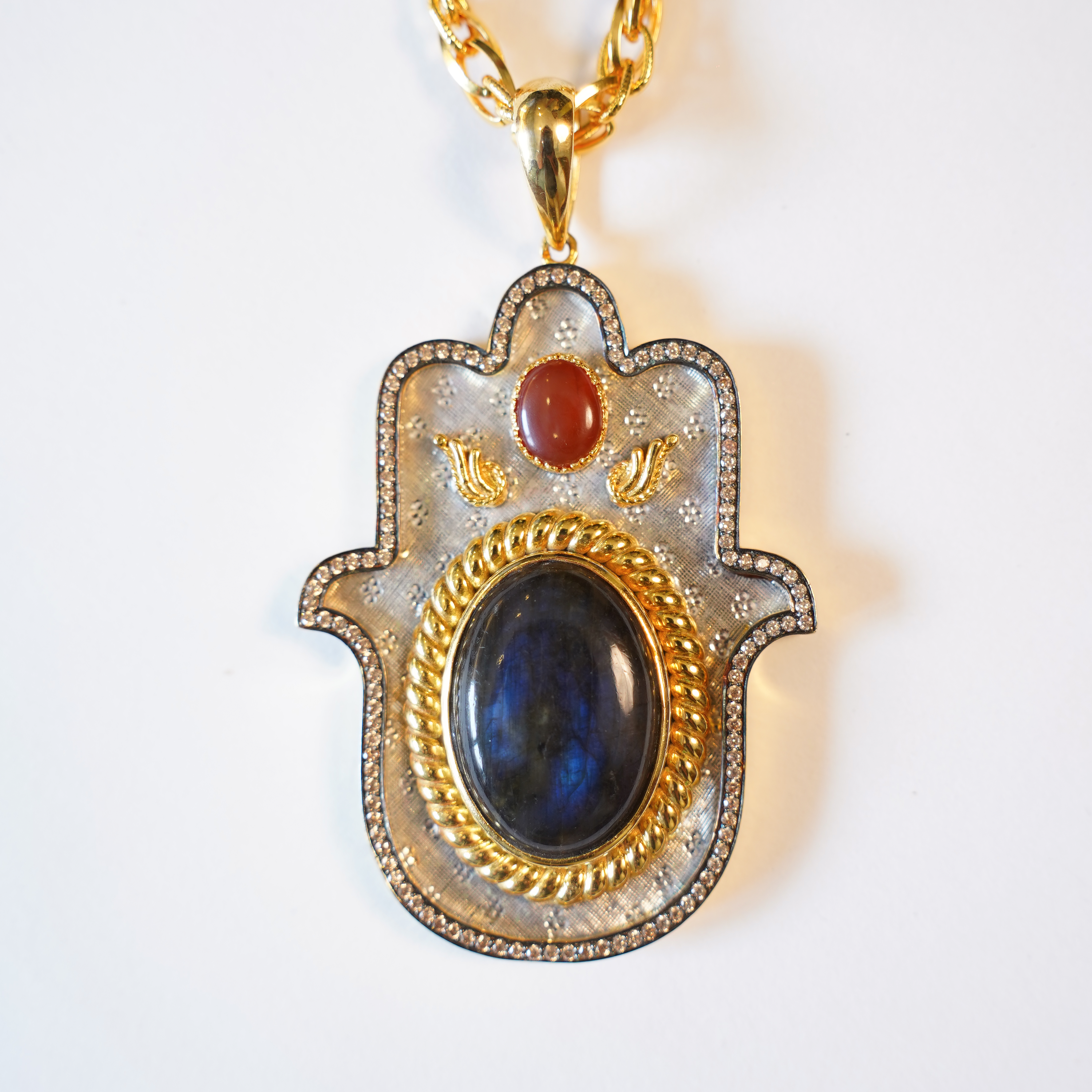 Labradorite Medium Hamsa Pendant