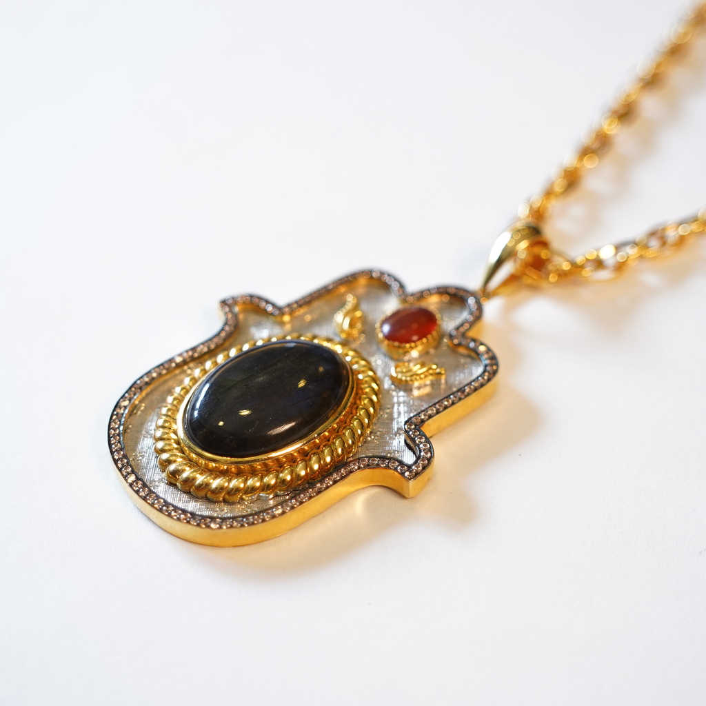 Labradorite Medium Hamsa Pendant