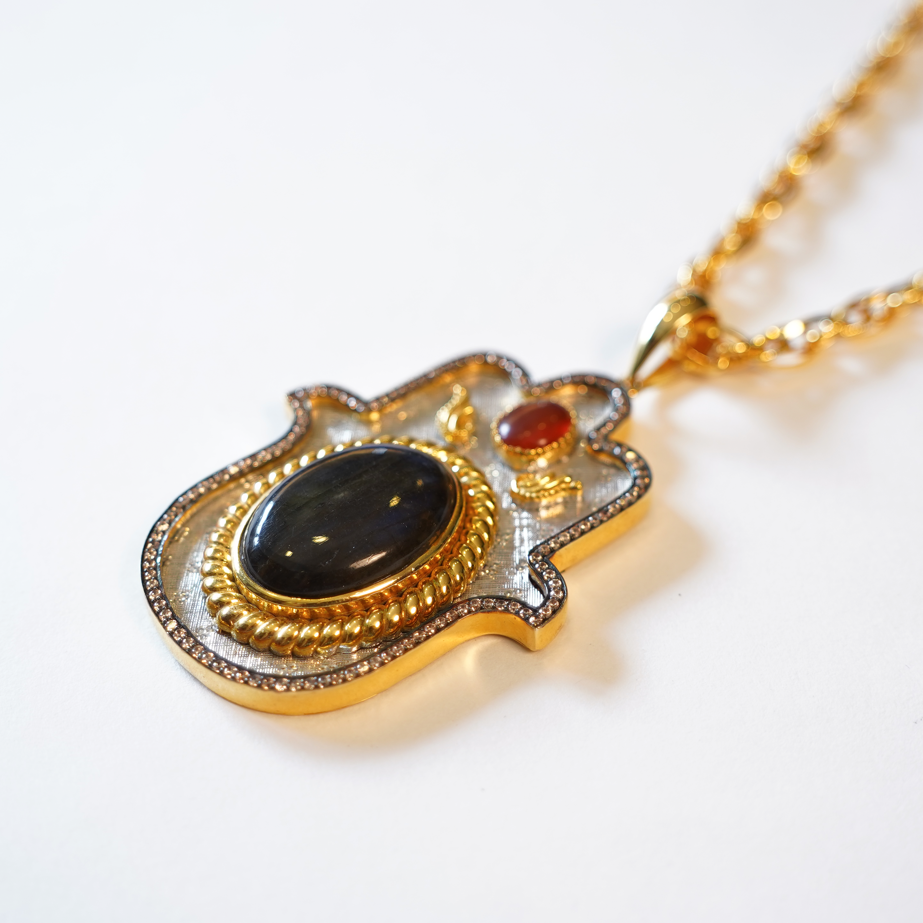 Labradorite Medium Hamsa Pendant