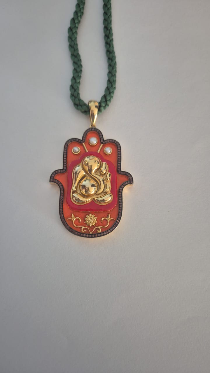 Ganpati Medium Hamsa Pendant