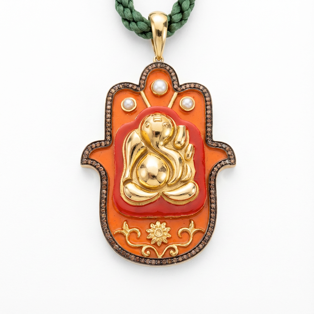 Ganpati Medium Hamsa Pendant