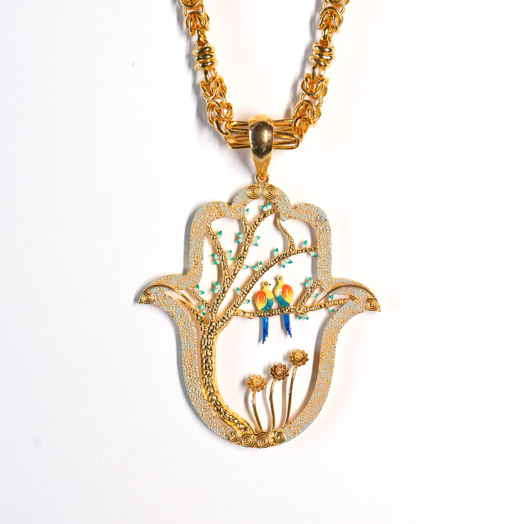 Love Bird Medium Hamsa Pendant