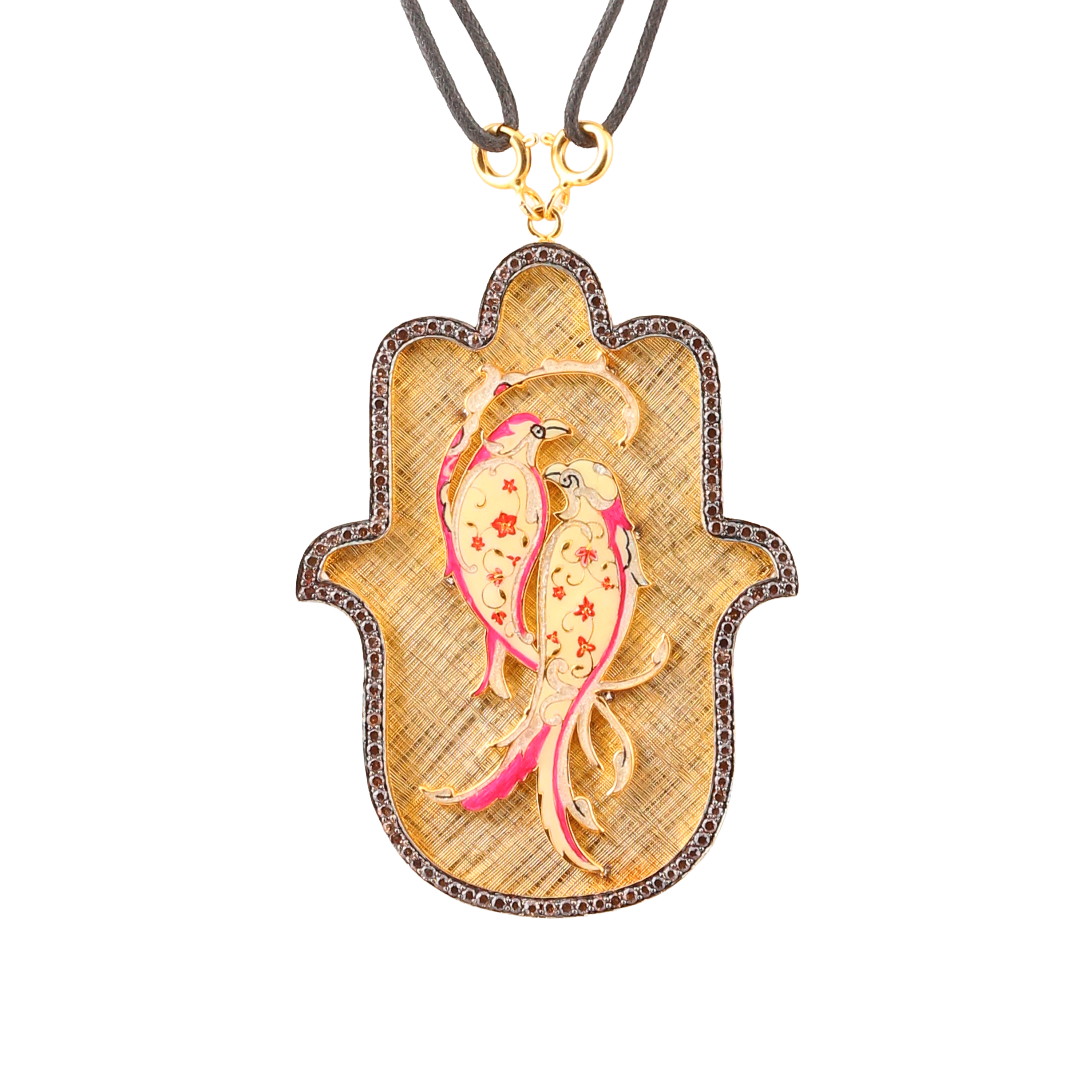 Love Bird Medium Hamsa Pendant