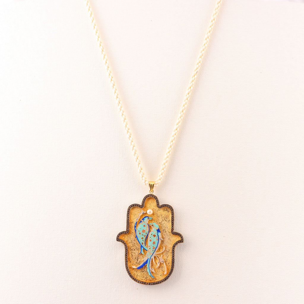 Love Bird Medium Hamsa Pendant