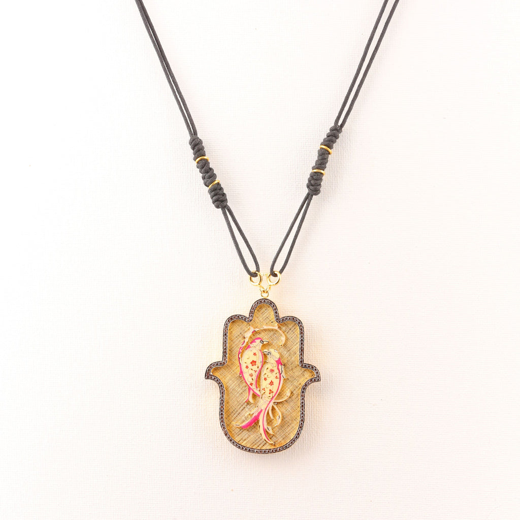 Love Bird Medium Hamsa Pendant