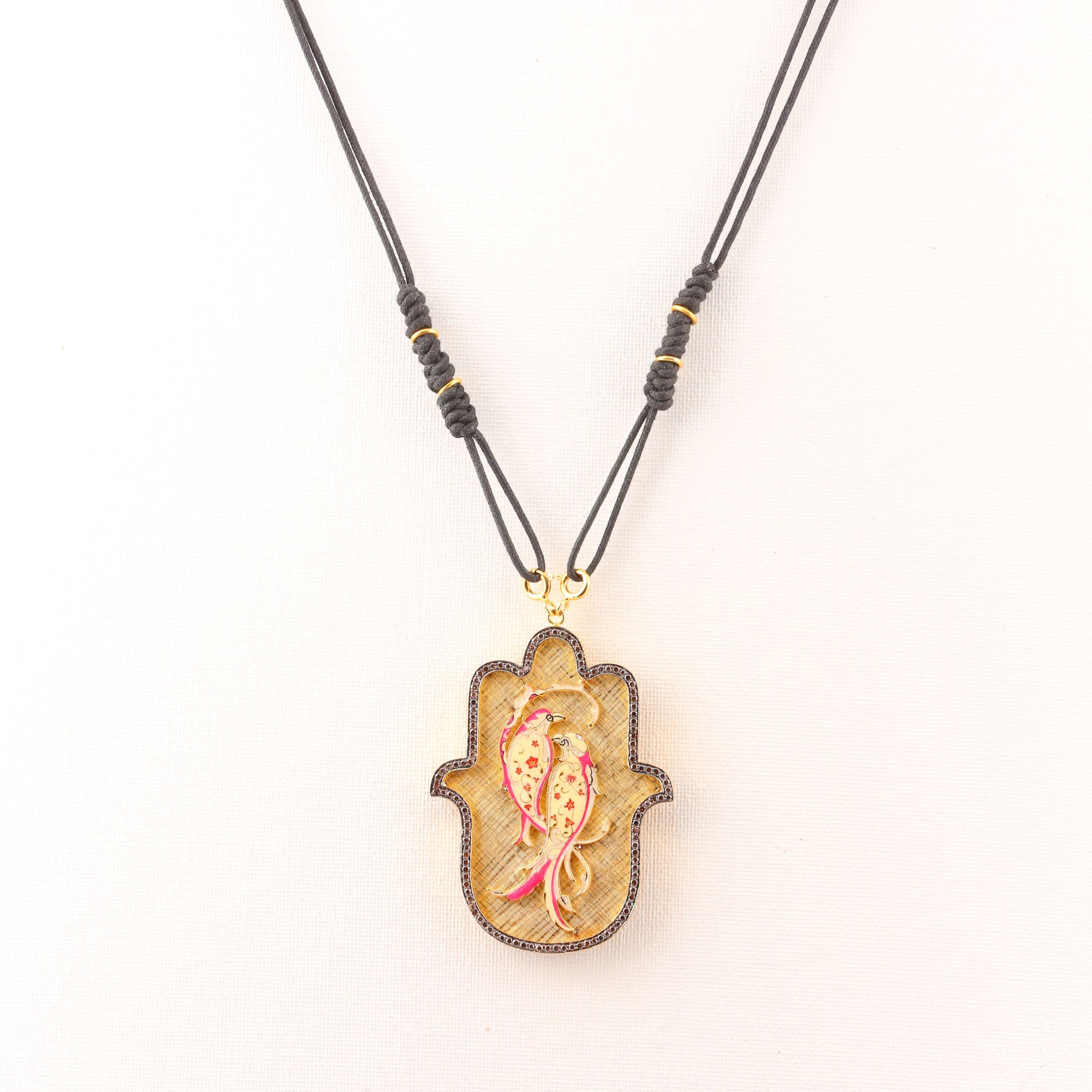 Love Bird Medium Hamsa Pendant