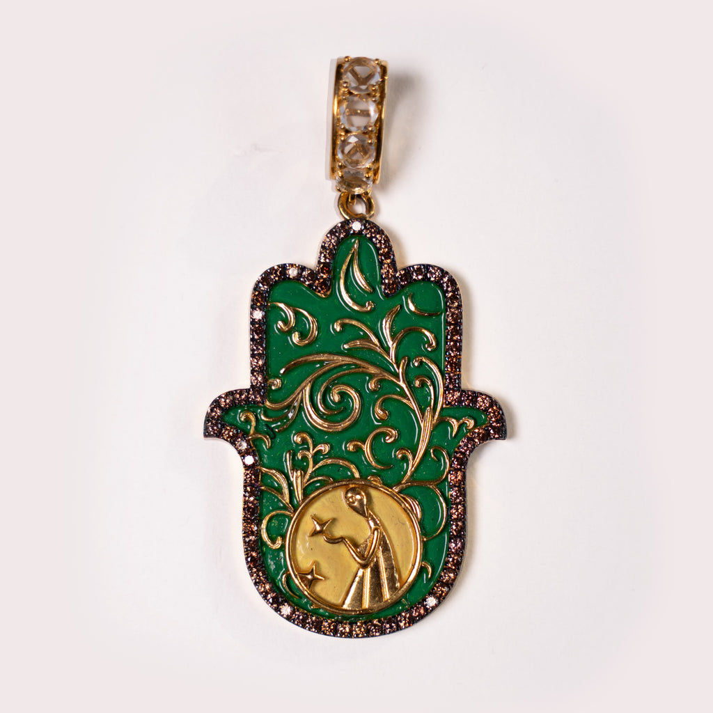 Virgo Medium Small Hamsa Pendant