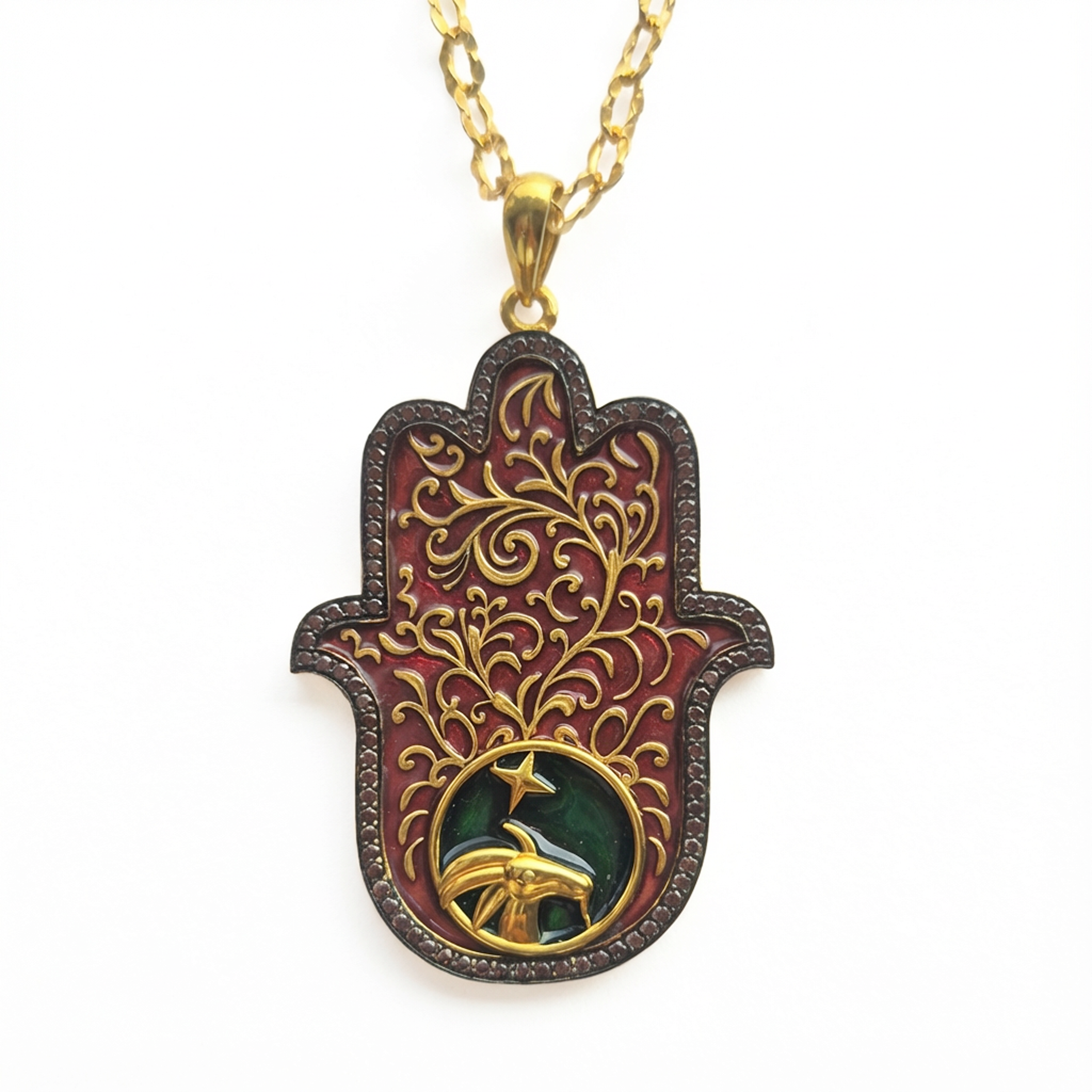 Virgo Medium Small Hamsa Pendant