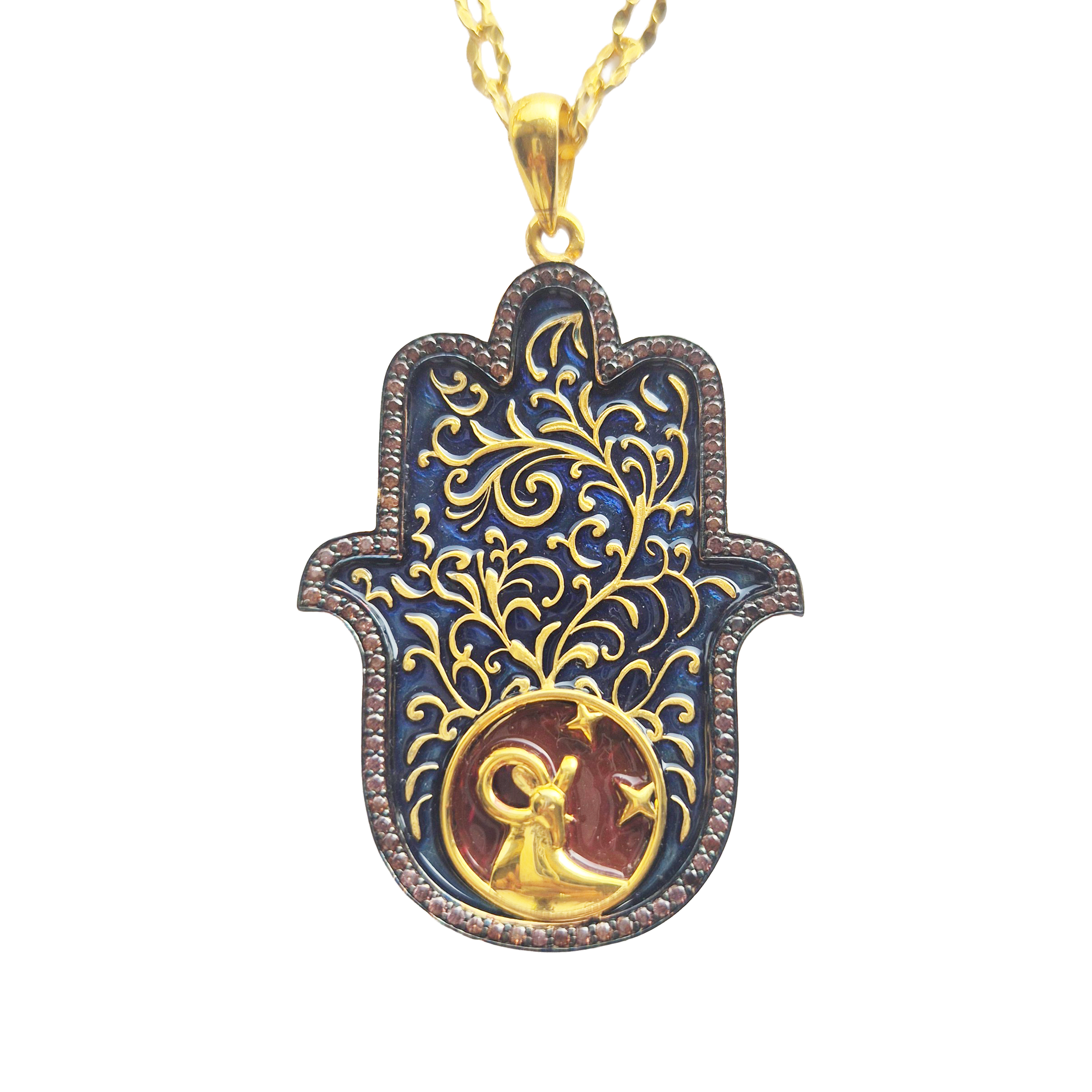 Virgo Medium Small Hamsa Pendant