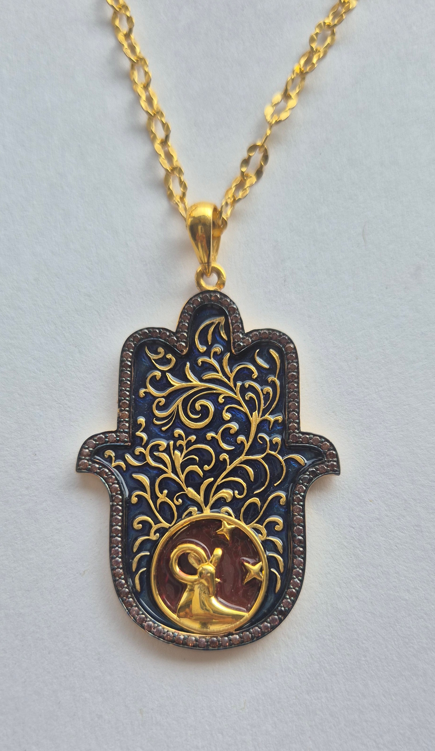 Virgo Medium Small Hamsa Pendant