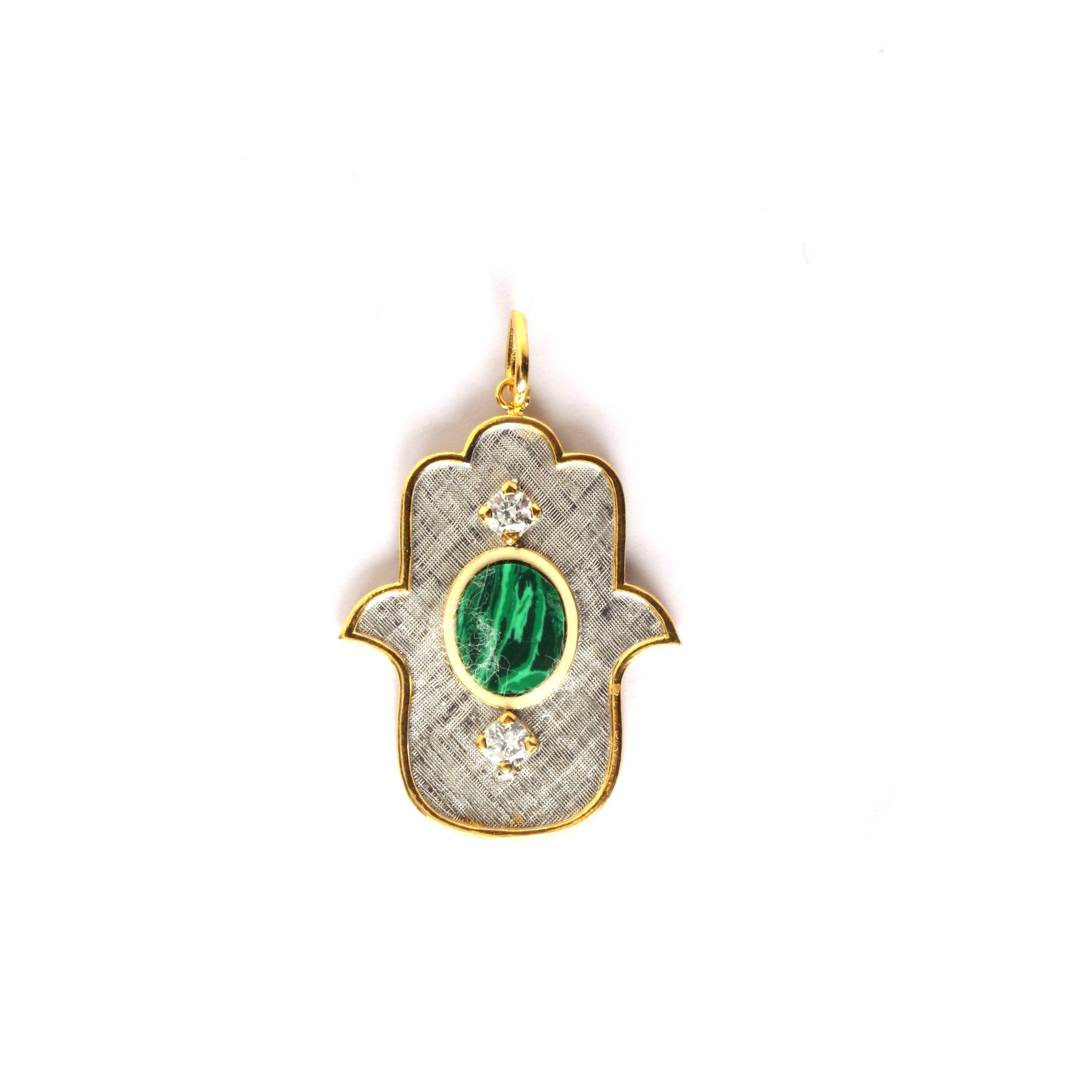 Malachite Small Hamsa Pendent