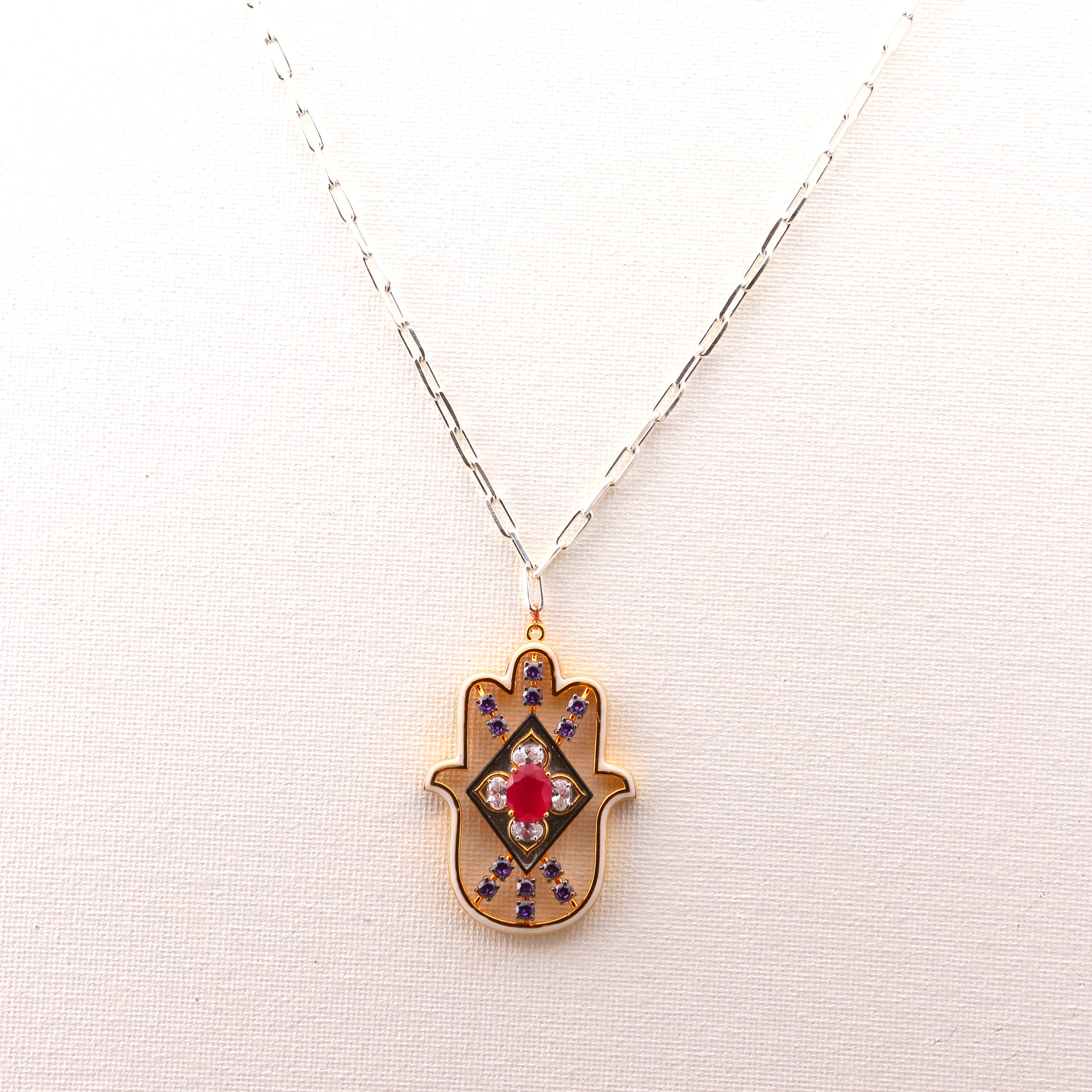 Ruby Small Hamsa Pendent