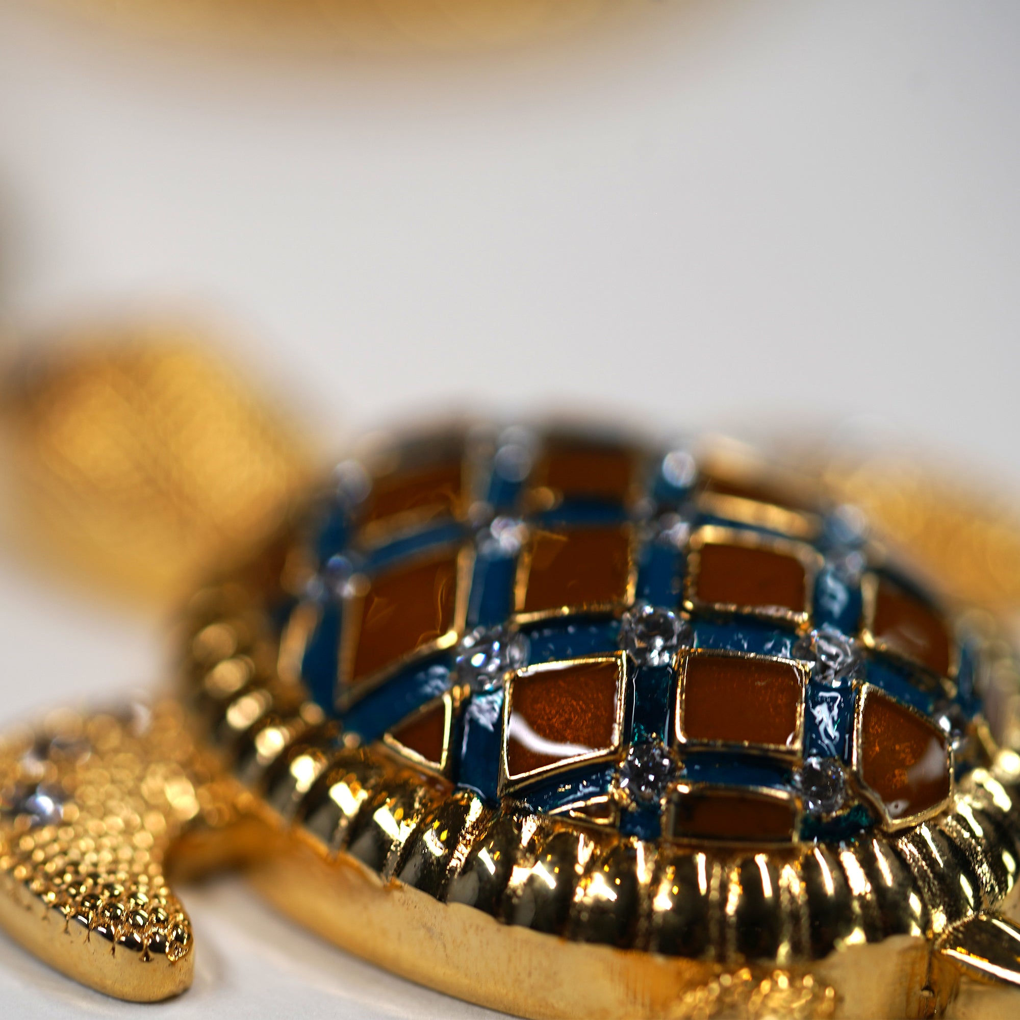 Turtle, Hamsa & Clover Charm Necklace in Silver Gold Polish