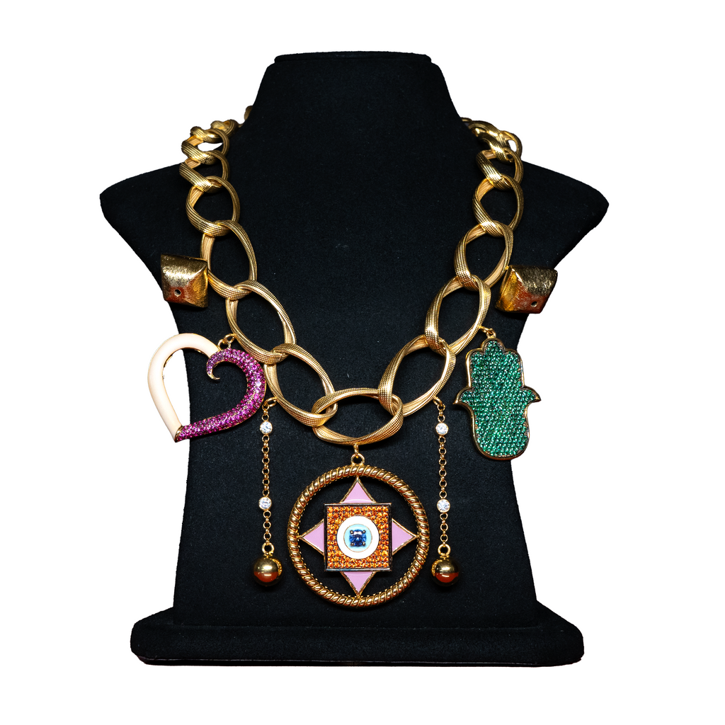 Heart, Hamsa & Evil Eye Charm Necklace