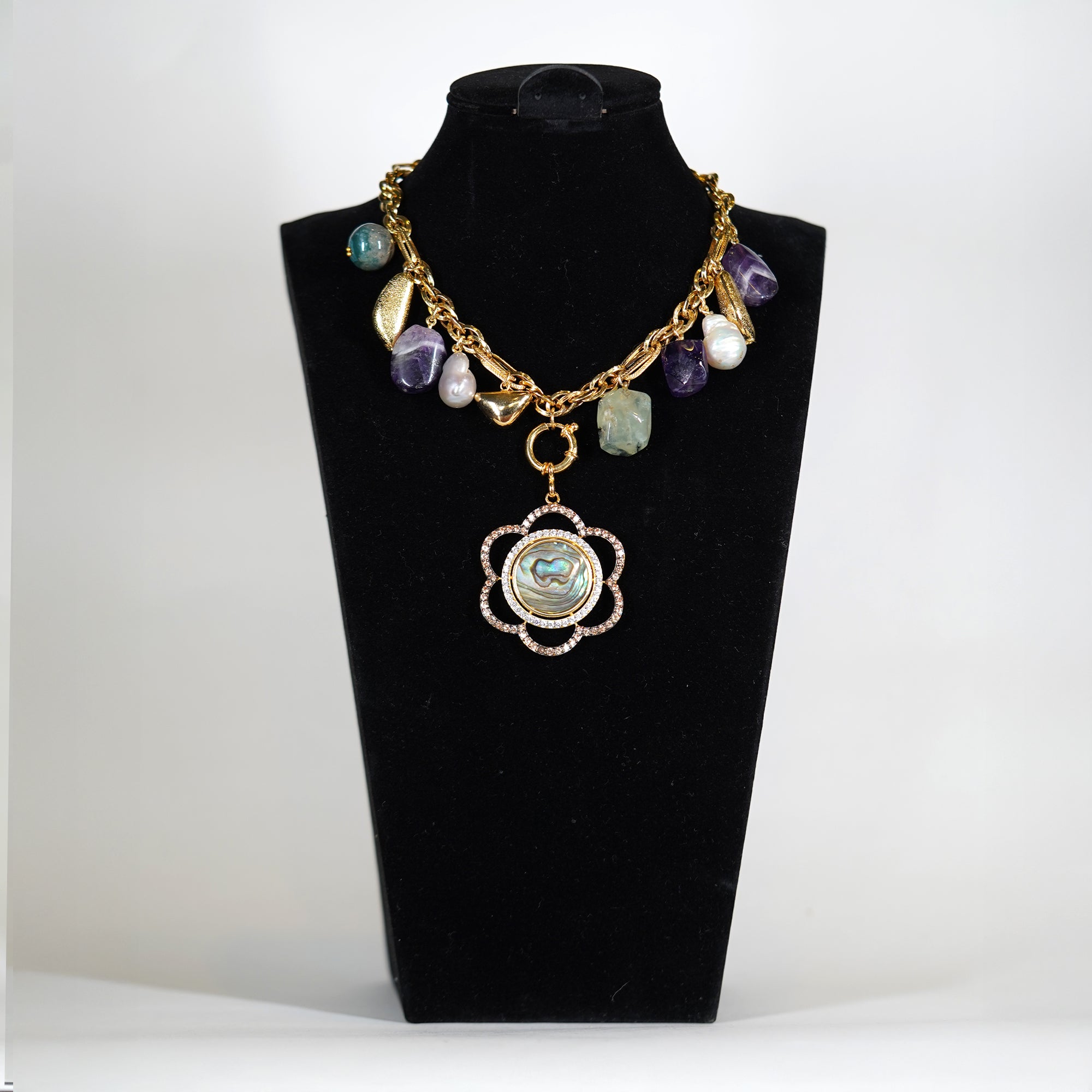 Abalone Flower Pendant Necklace