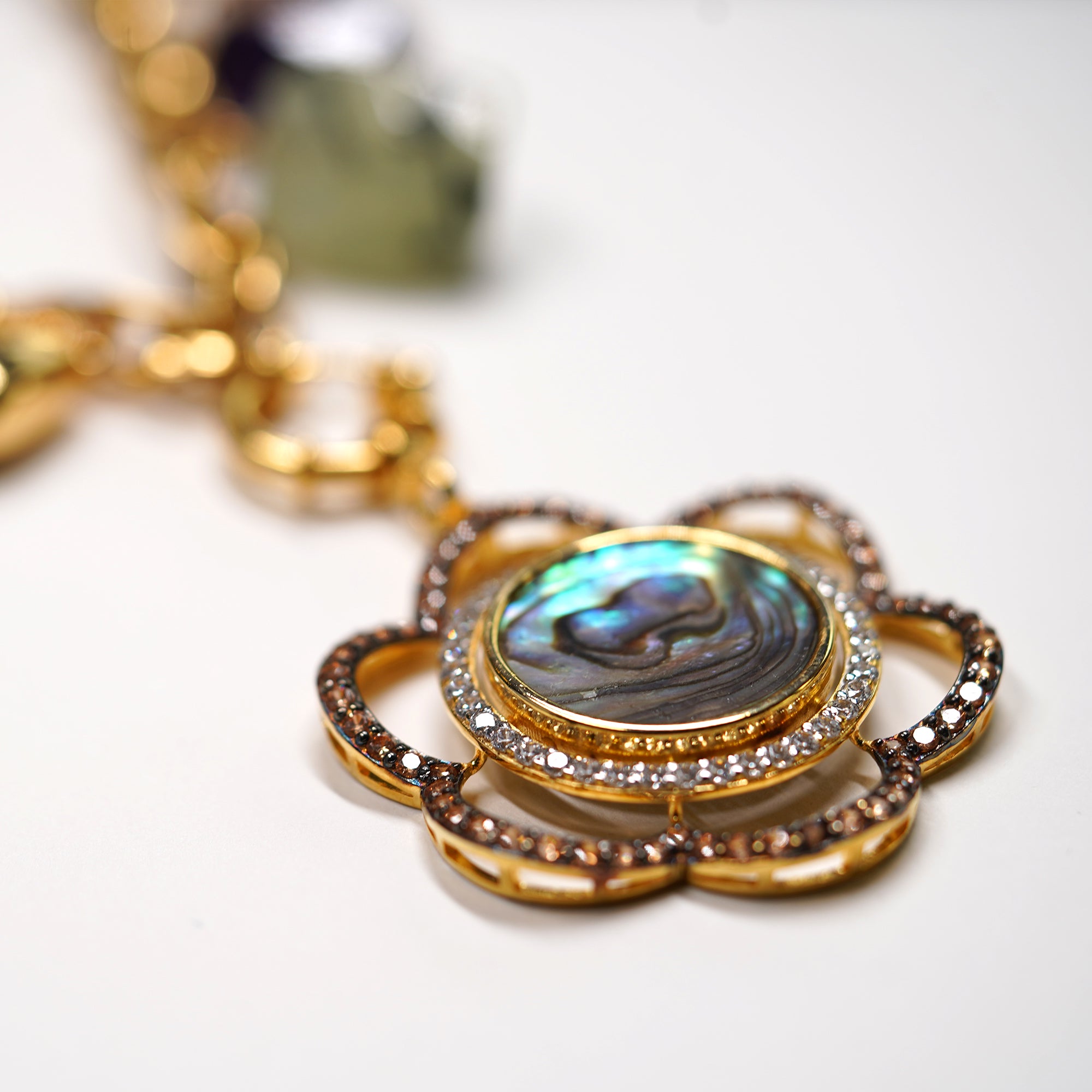 Abalone Flower Pendant Necklace