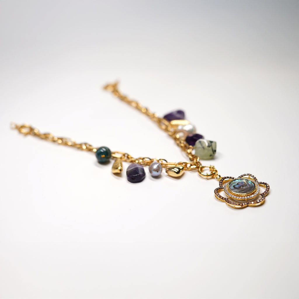 Abalone Flower Pendant Necklace