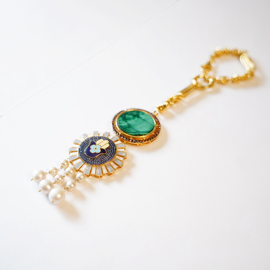 Hamsa Malachite Purse Charm