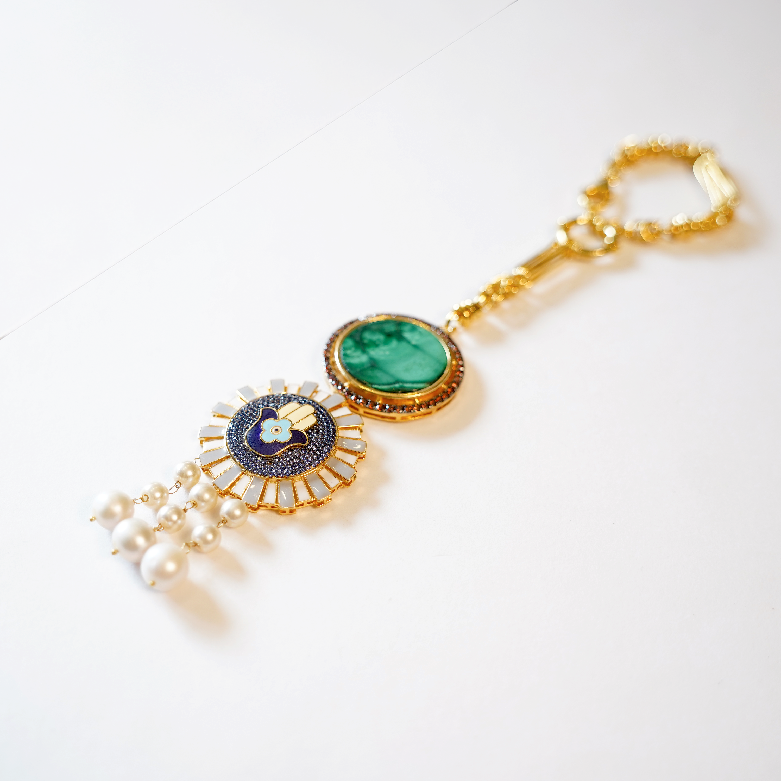 Hamsa Malachite Purse Charm