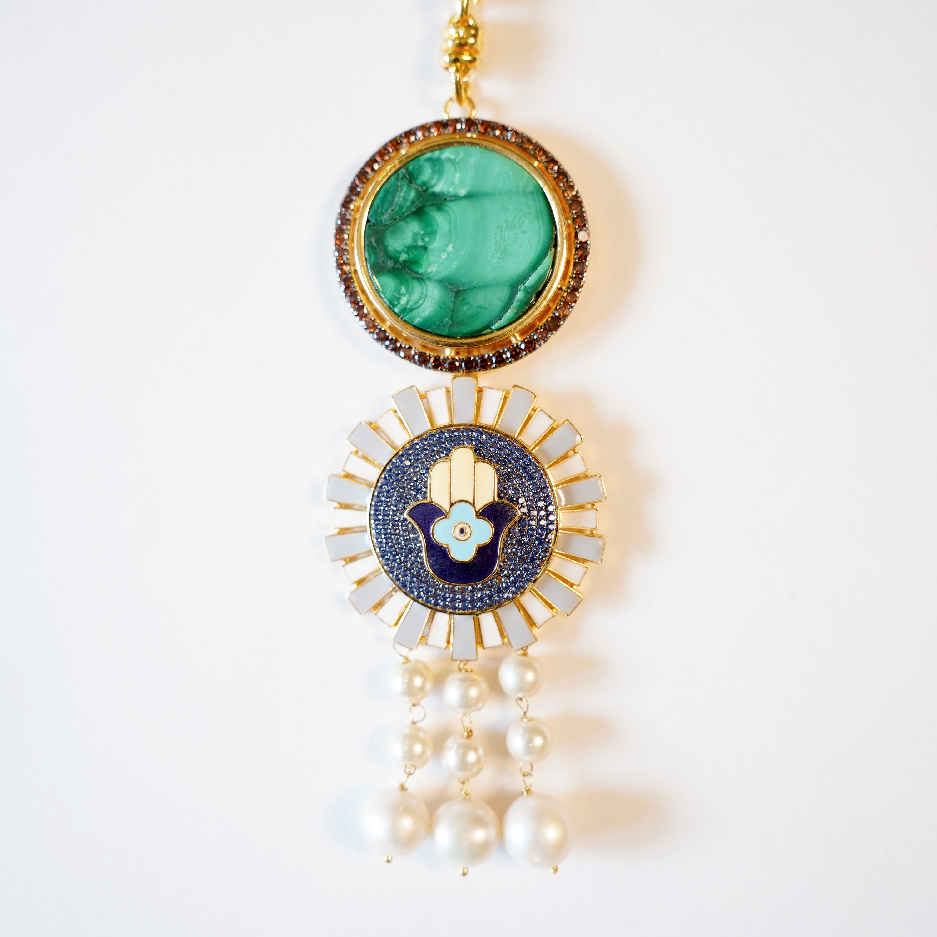 Hamsa Malachite Purse Charm