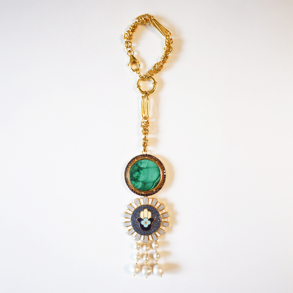 Hamsa Malachite Purse Charm