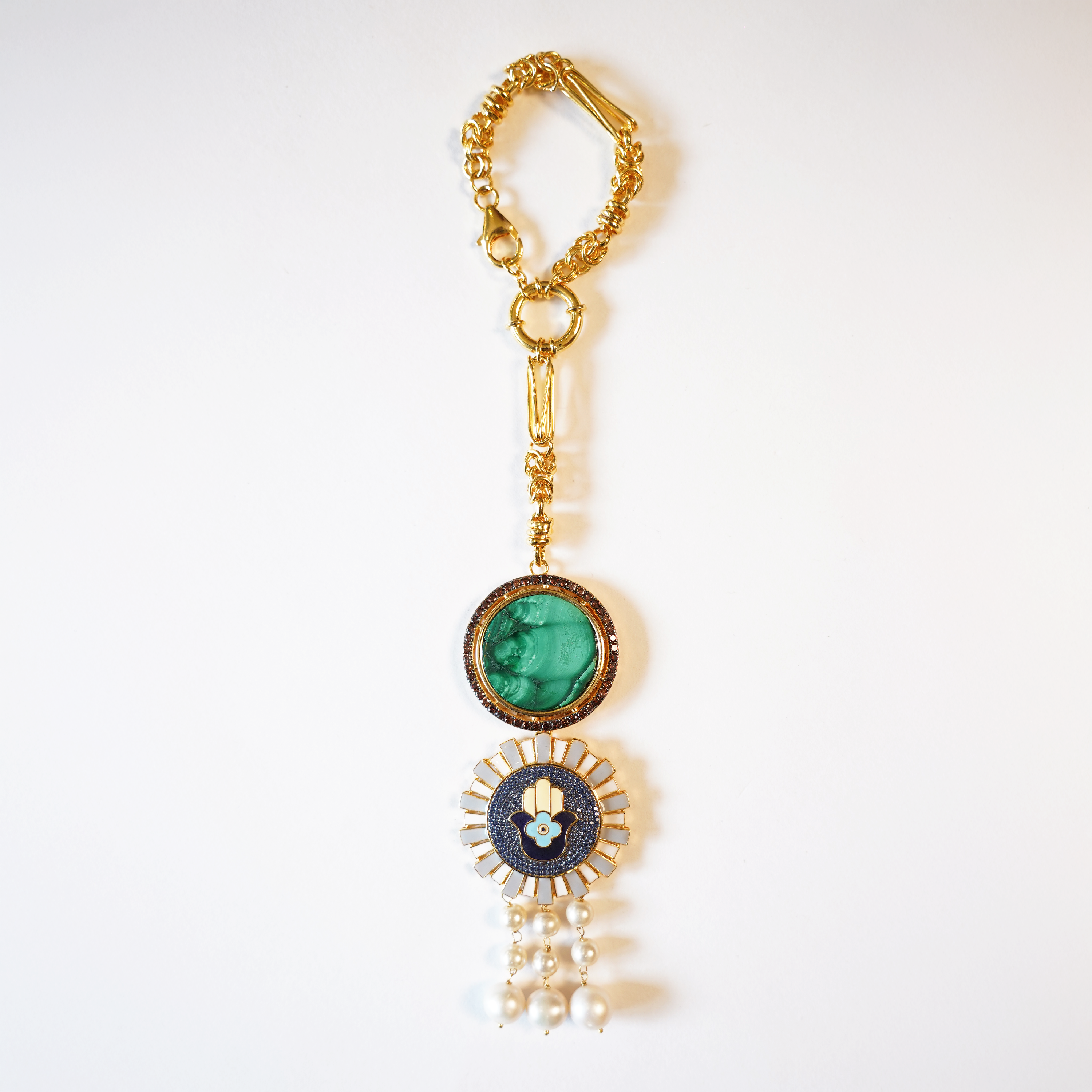 Hamsa Malachite Purse Charm