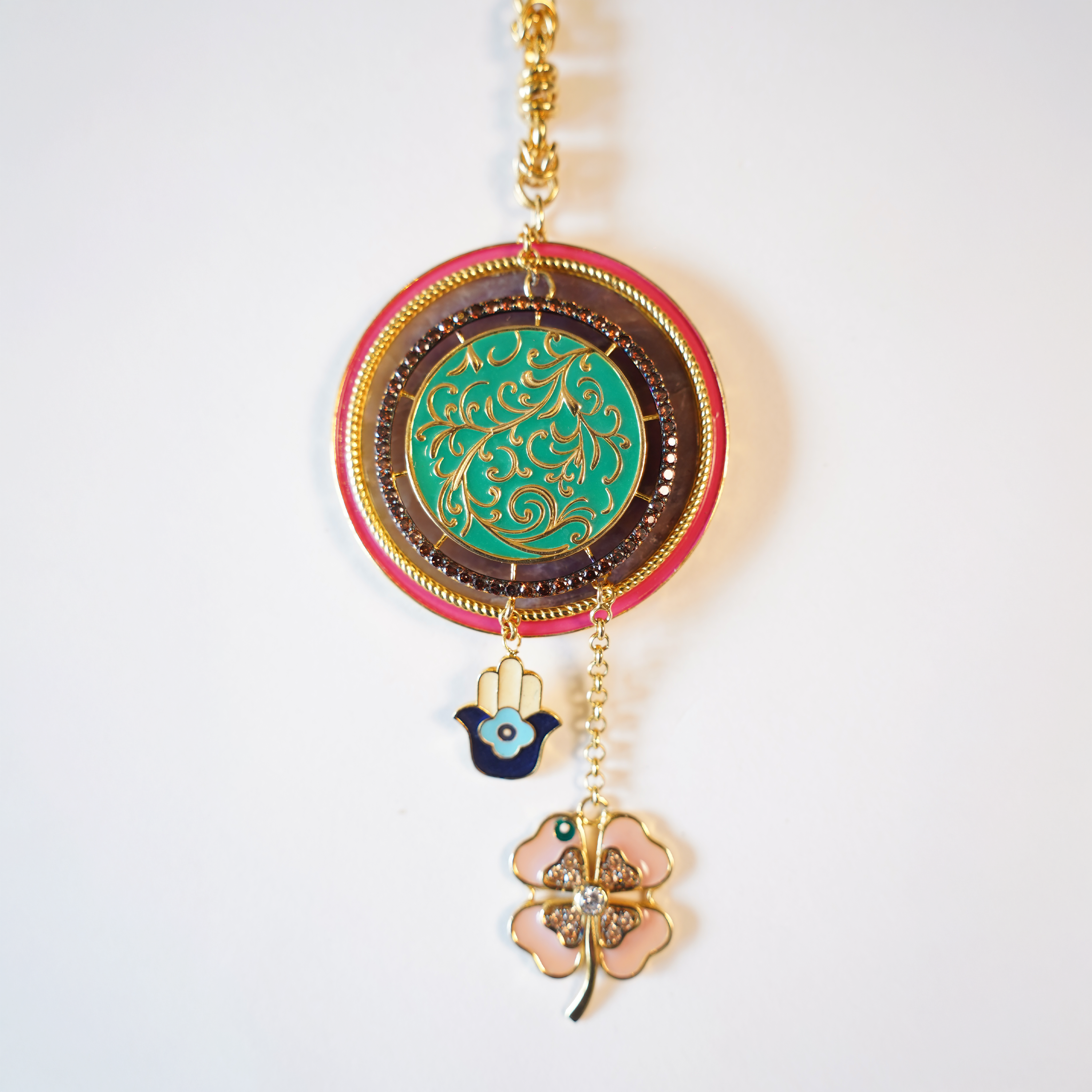 Hamsa & Clover Amethyst Purse Charm