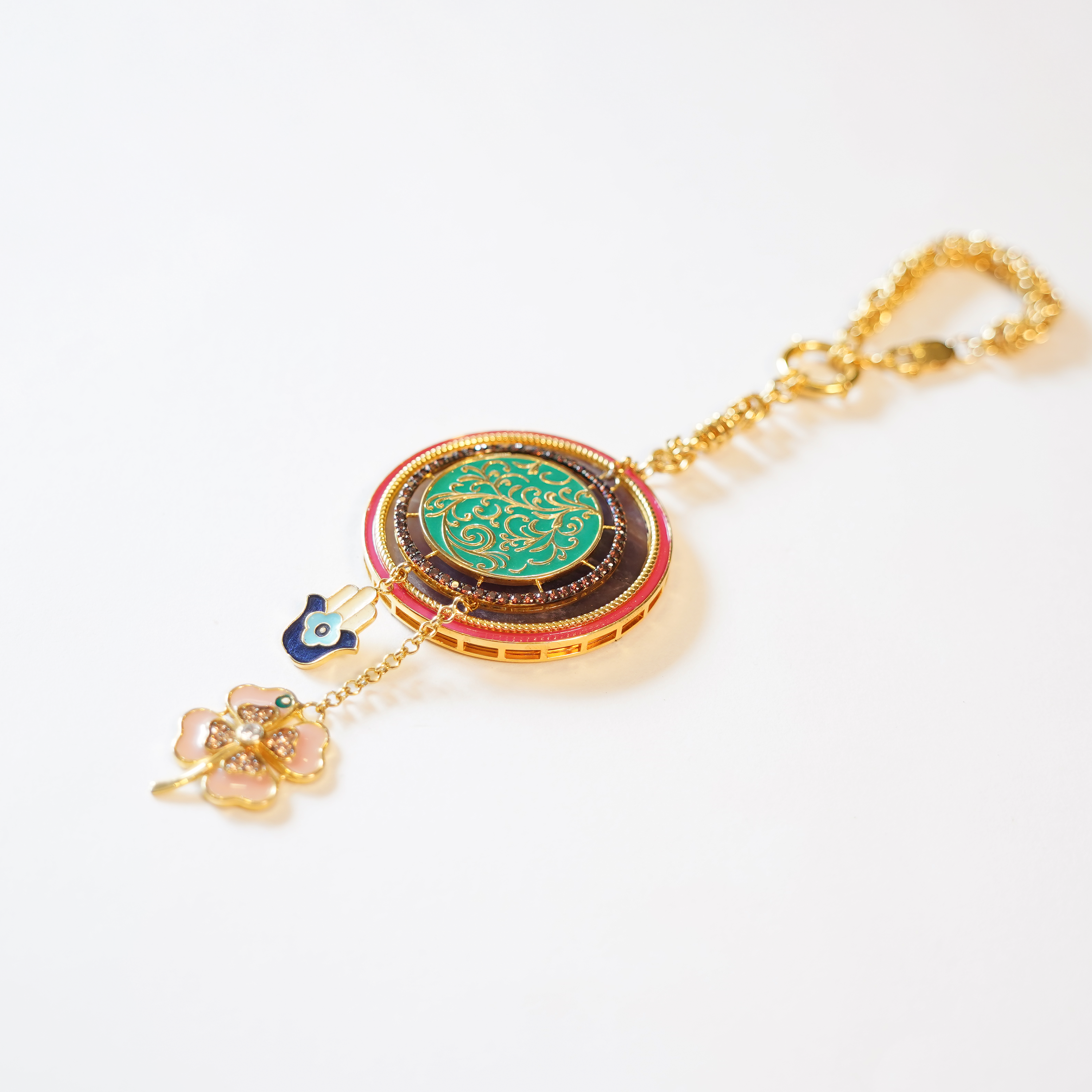 Hamsa & Clover Amethyst Purse Charm