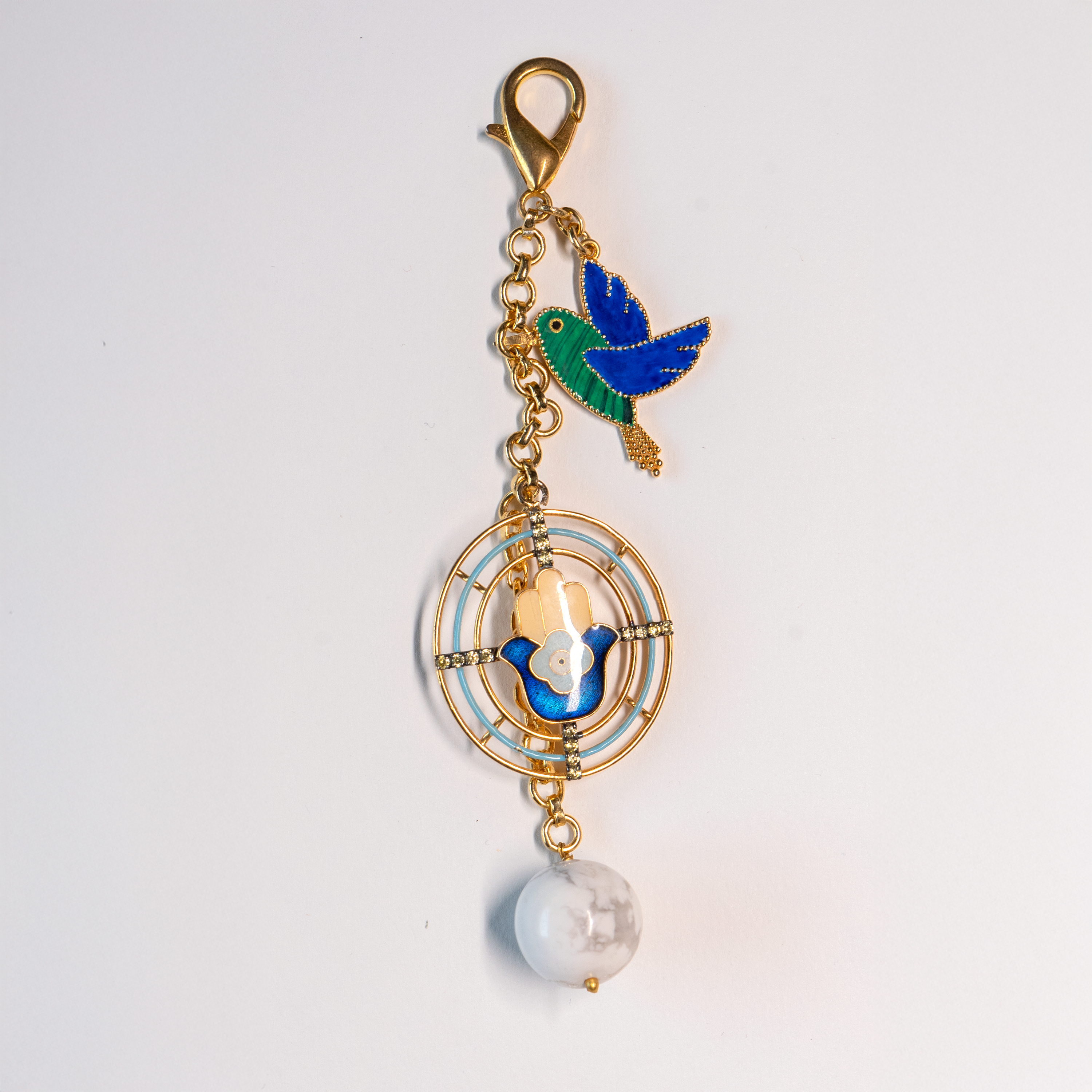 Hamsa & Bird Purse Charm
