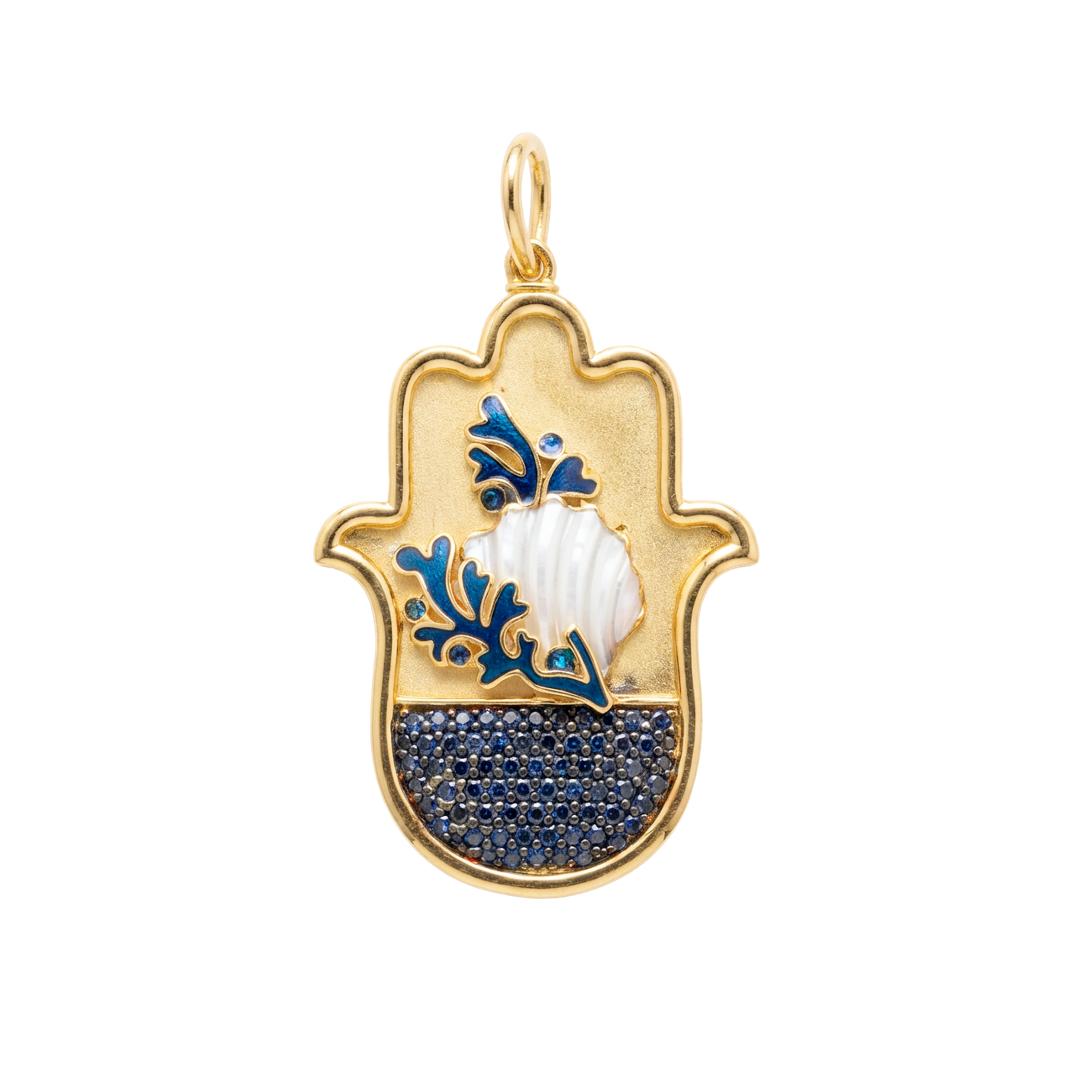 Sea Shell Small Hamsa Pendent