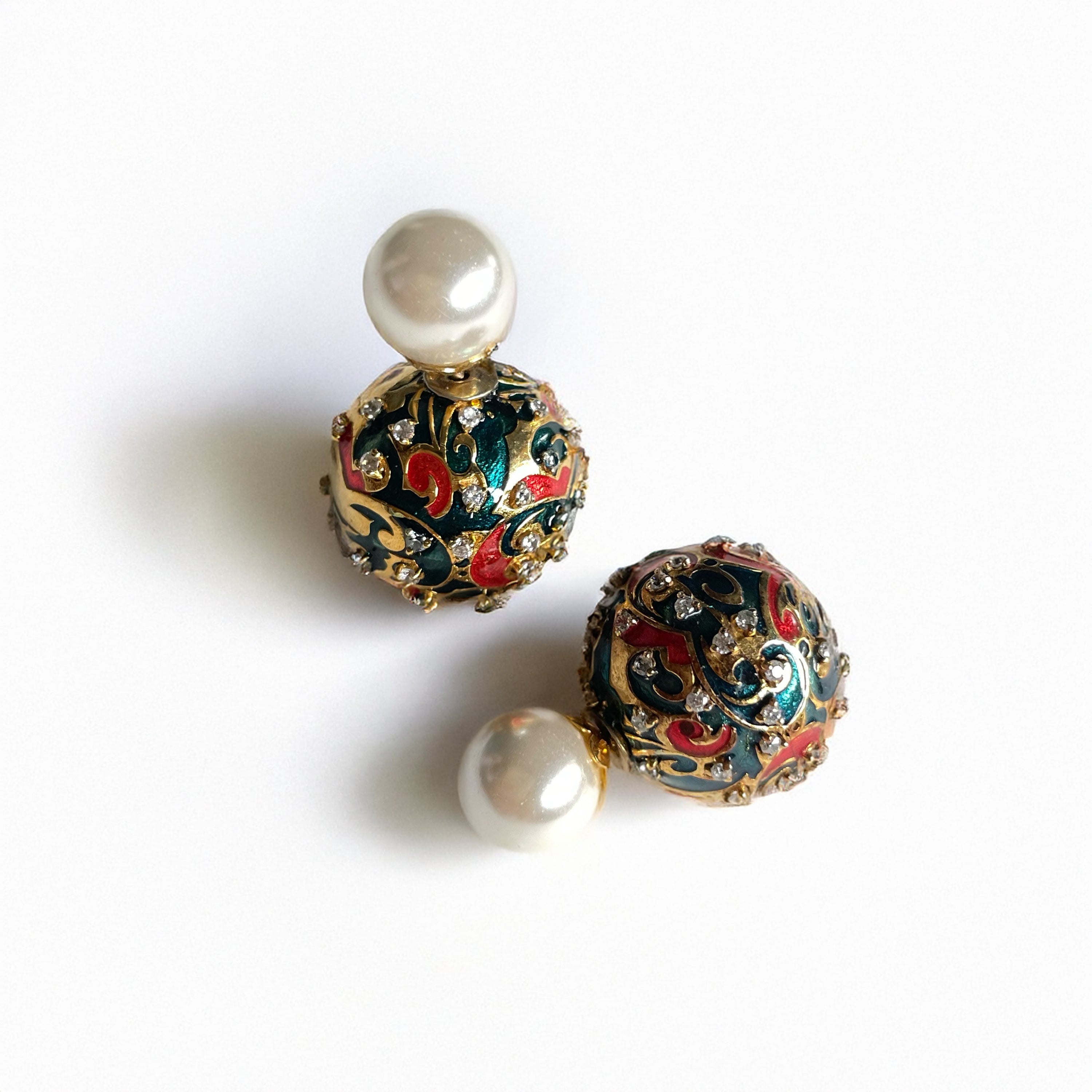 Enamel Pearl Ear Huggies