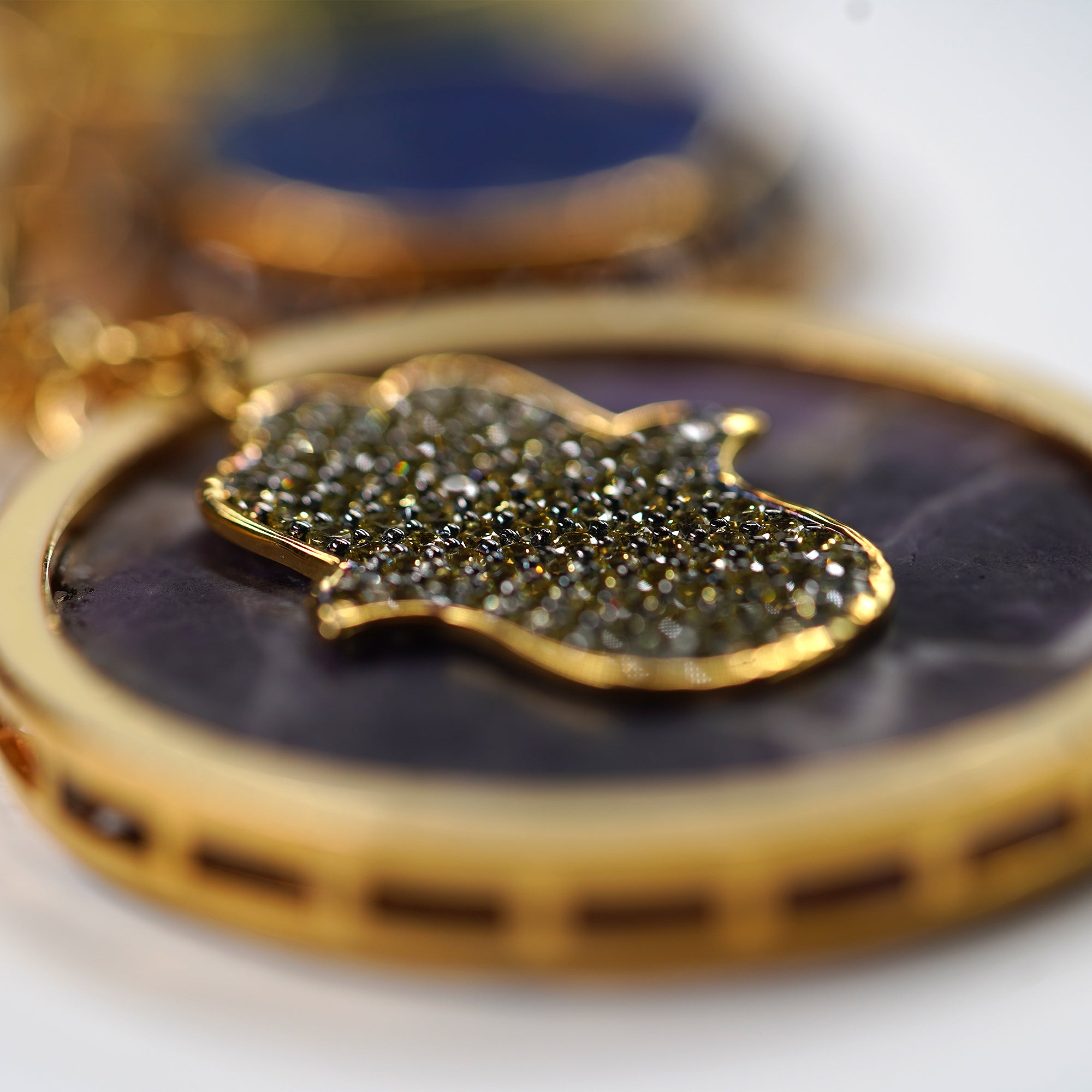 Natural Stone Discs with Hamsa Necklace